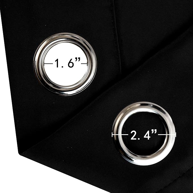 Black Blackout Curtains/38 x 54 Inch/Set of Two Panels Grommet Living Room - Image 8