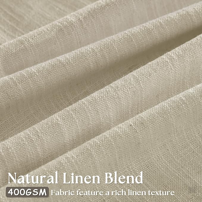 Extra Wide Pinch Pleat 100 x 102 Inch Linen Semi Sheer Curtains 1 Panel | - Image 2