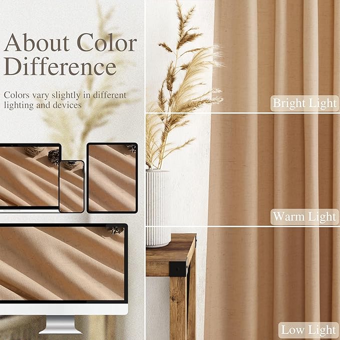 Camel Linen Curtains 80 Inches Long - Image 3