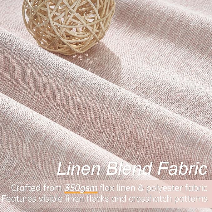 Topfinel Elegant Blush Pink 102 Inch Curtains 100% Blackout Linen Textured - Image 2