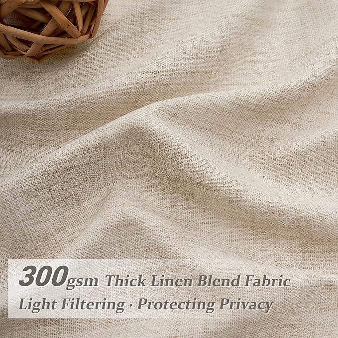 Pleated Natural Linen Kitchen Small Window 45 Inch Curtains Over Sink, Petty - Image 2
