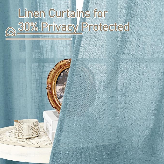 Semi Sheer Linen Curtains 63 Inch - Image 5