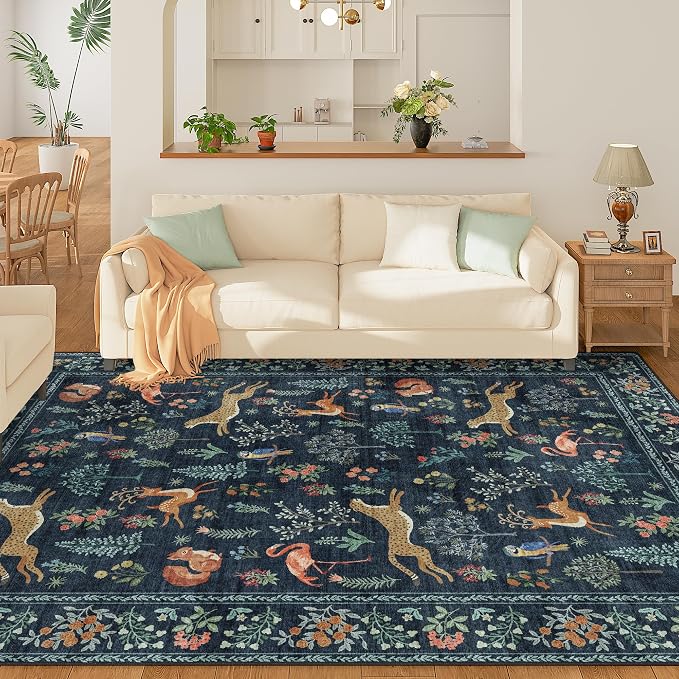 DUKINO 6x9 Area Rug, Washable Animal Living Room Rug Non Slip, Low Pile - Image 3