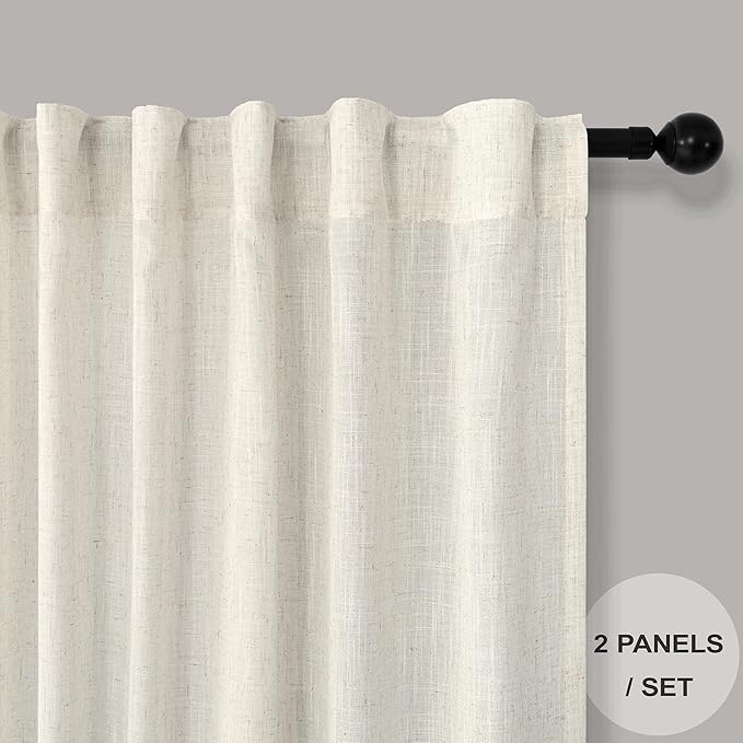 Pitalk Cream Curtains 38 Inch Width - Image 2