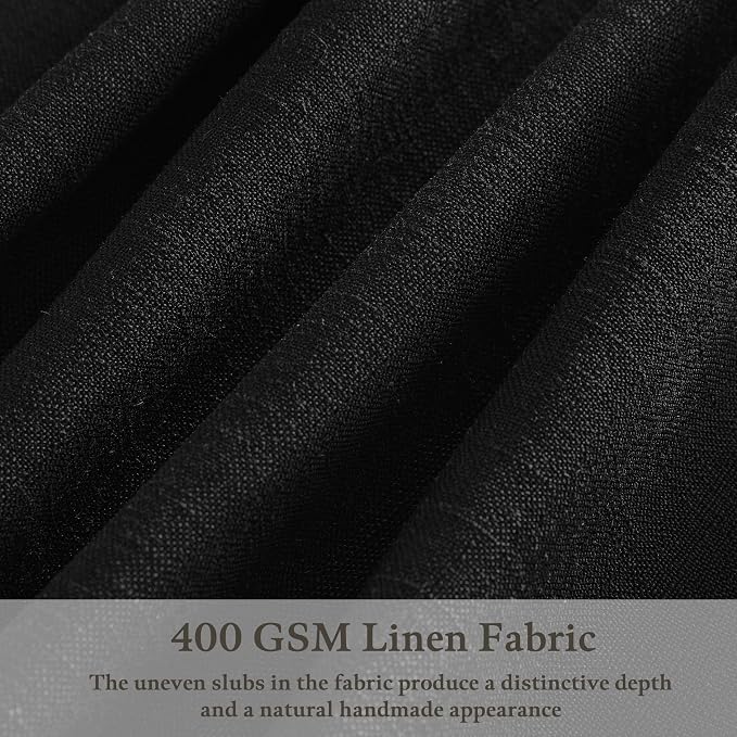 72 Inch Black Linen Blend Pleated Semi Sheer Privacy Curtains 50 Inch Wide | - Image 3