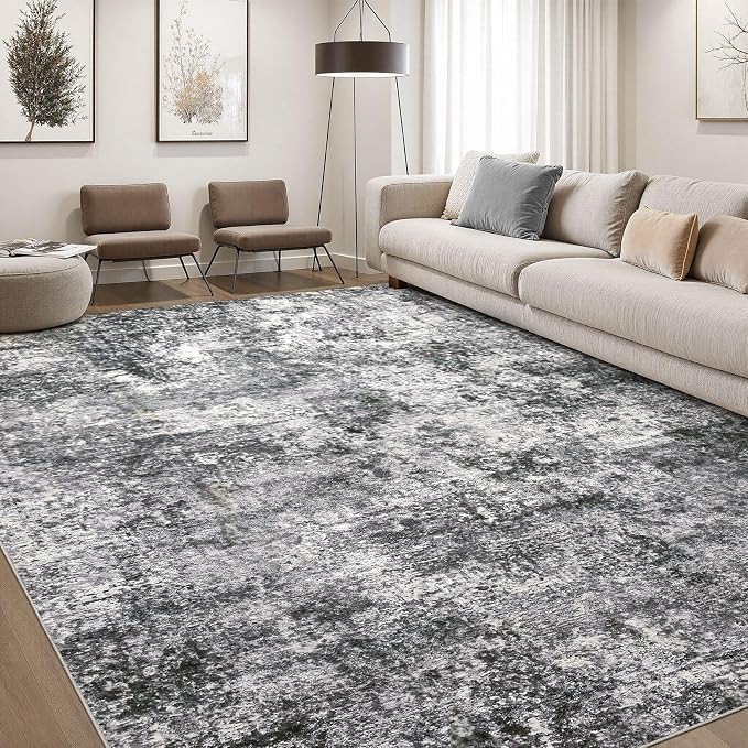 DMOYEST Area Rug Living Room Rugs 9x12 Washable Abstract Grey Carpet | Neutral by DMOYEST