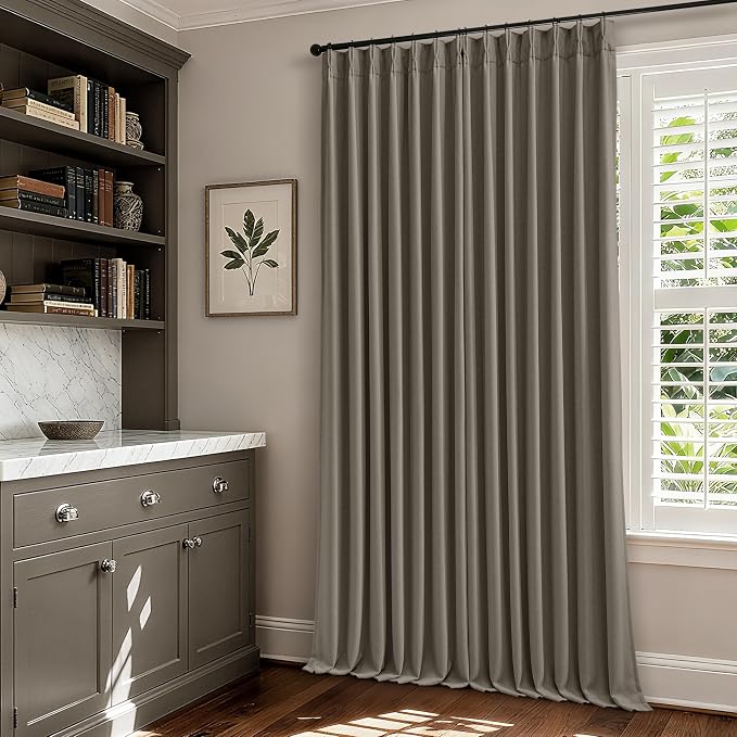 Dark Taupe 96 Inch Blackout Pinch Pleated Curtains 2 Panels - Image 9
