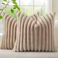 decorUhome Fall Faux Fur Throw Pillow Covers 12x12 Set of 2 Khaki Brown | by decorUhome