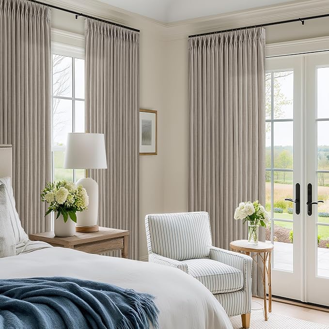 Burlywood Linen Pleated Semi Sheer Curtains 80 Inches Long 50 Inch Wide | Taupe - Image 7