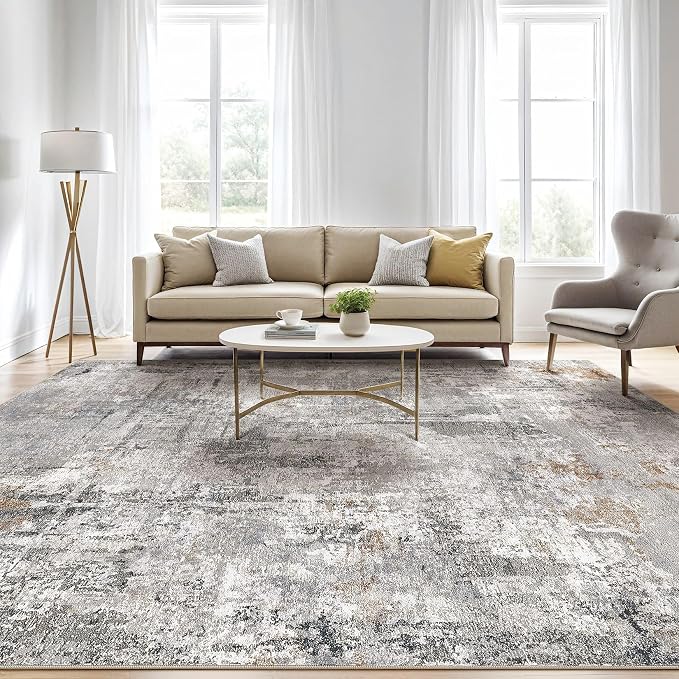 LOONGRUG Area Rug 5x7 Washable Neutral Modern Living Room Rugs Grey Rust | - Image 5