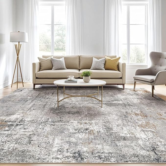 LOONGRUG 6x8 Area Rug Washable Neutral Modern Living Room Rugs Grey Rust | - Image 5