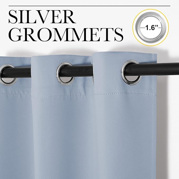 NICETOWN Vintage Blue Blackout Curtains 86 inches Length - Image 2