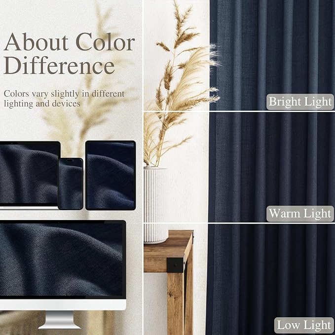 Navy Blue Curtains 80 Inches Length - Image 4