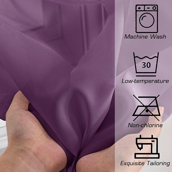Sheer Curtains 96 Inches Long 2 Panels Set, Transparent Light Filtering Plam - Image 3