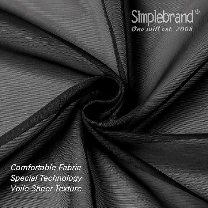 Simplebrand Black Sheer Curtains 96 Inches Long, Light Filtering Rod Pocket - Image 8