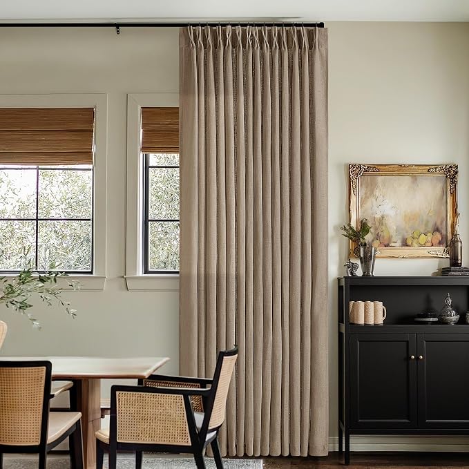 Tan Brown Light Filtering Linen Pleated Curtains - Image 8