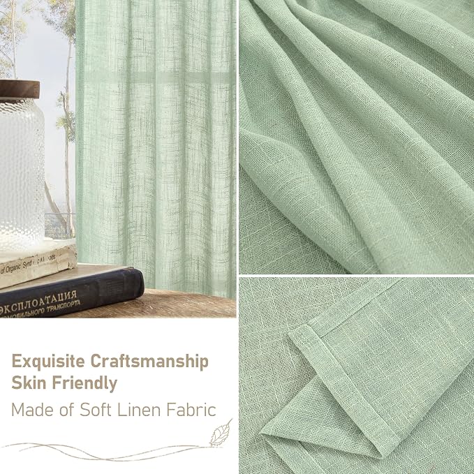 Fresh Green Linen Curtains 45 Inch Length - Image 6