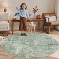 Soalmost Abstract 5x5 Round Rug 5ft Circle Living Room Rugs, Low Pile Stain by Soalmost