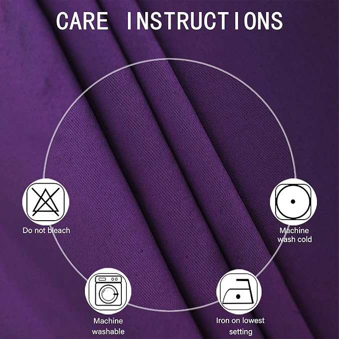 Purple Thermal Blackout Curtains/52 x 72 Inch/Set of 2 Panels Room Darkening - Image 4