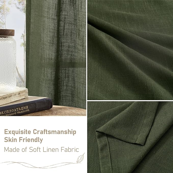 Olive Green 72 inch Linen Curtains - Image 6