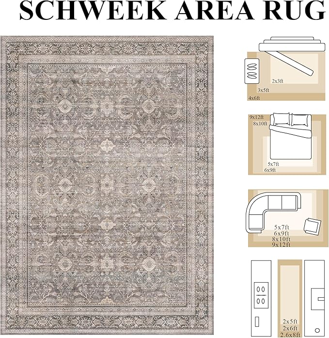 Schweek 2x3 Rug for Entryway Washable Non Slip Kitchen Rugs Taupe Door Mat | - Image 2
