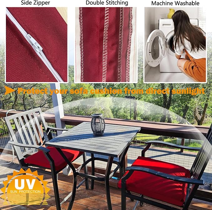 Sqodok Patio Cushion Cover 25x25 inch, Outdoor Seat Cushion Slip Cover - Image 4