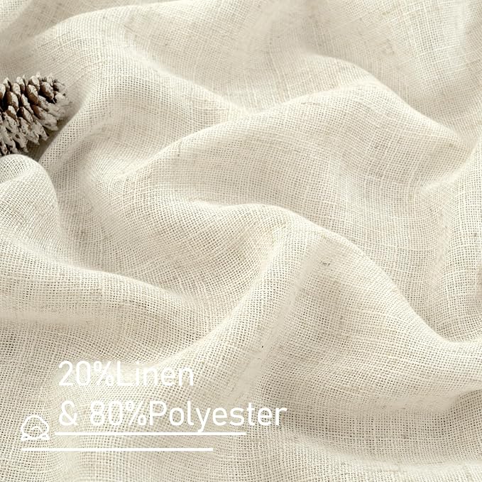 Ivory 90 Inches Long Linen Semi Sheer Curtains - Image 3