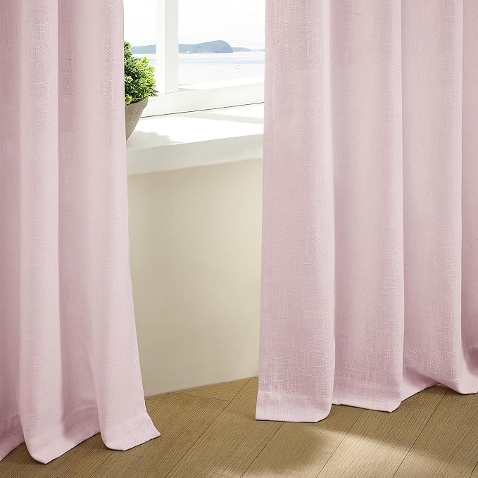 Light Pink Linen Pinch Pleat Curtains 108 Inch Length 2 Panels Set 40x108 | - Image 8