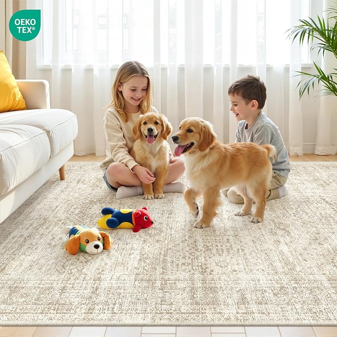 3x5 Rug for Entryway, Washable Area Rug, Living Room, Dining Room, Neutral Rug - Image 9