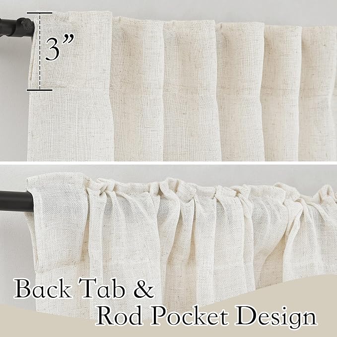 RYB HOME Short Linen Sheer Curtains - Image 2