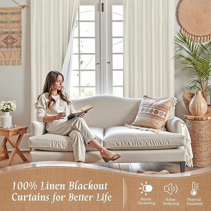 Short Linen Blackout Curtains 30 Inches - Image 2