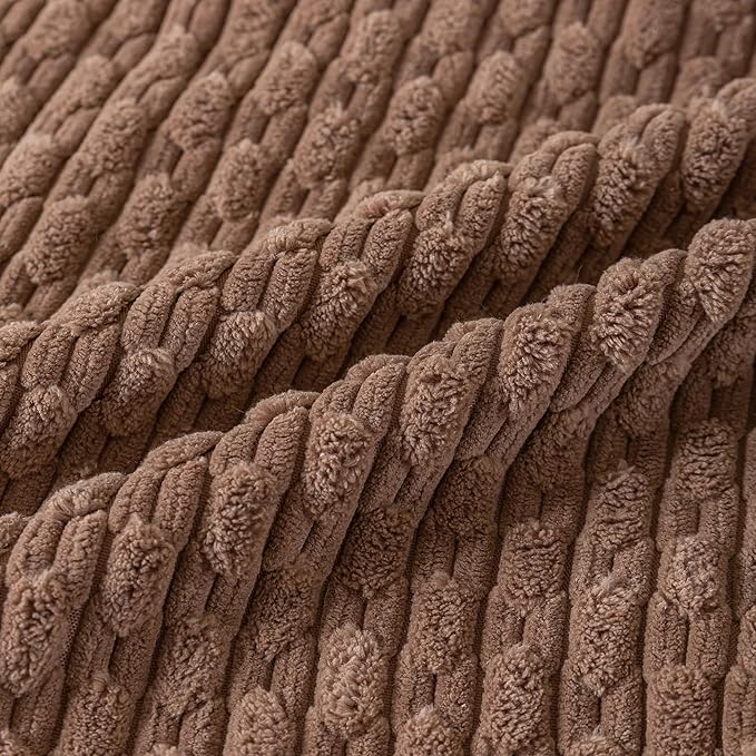 Set of 4 Beige Brown Coffee Decorative Throw Pillow Covers 22x22 Inch Corduroy - Image 7