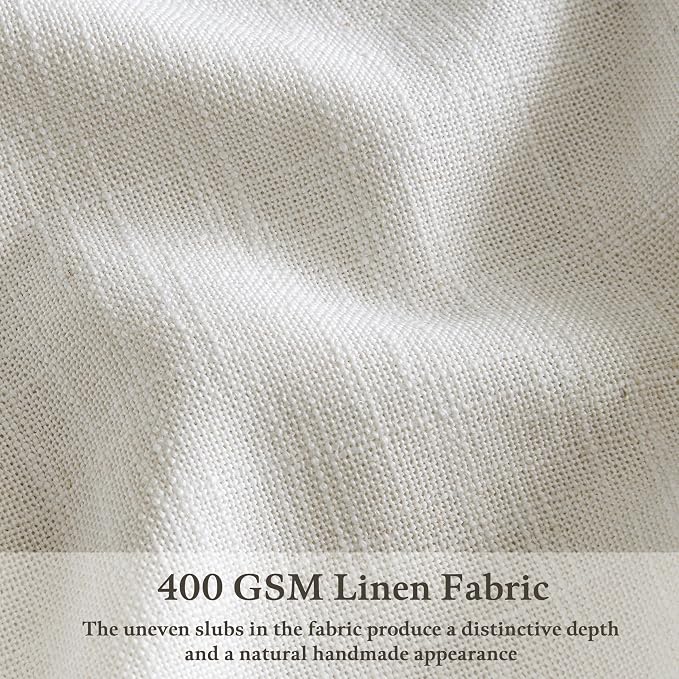 100 Inch Light Filtering Linen Pleat Farmhouse Beige Curtains | Pinch Pleated - Image 3