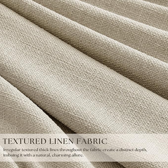 Beige Oatmeal Linen Pinch Pleated 100% Blackout Curtains 90 Inch Length | Pinch - Image 2