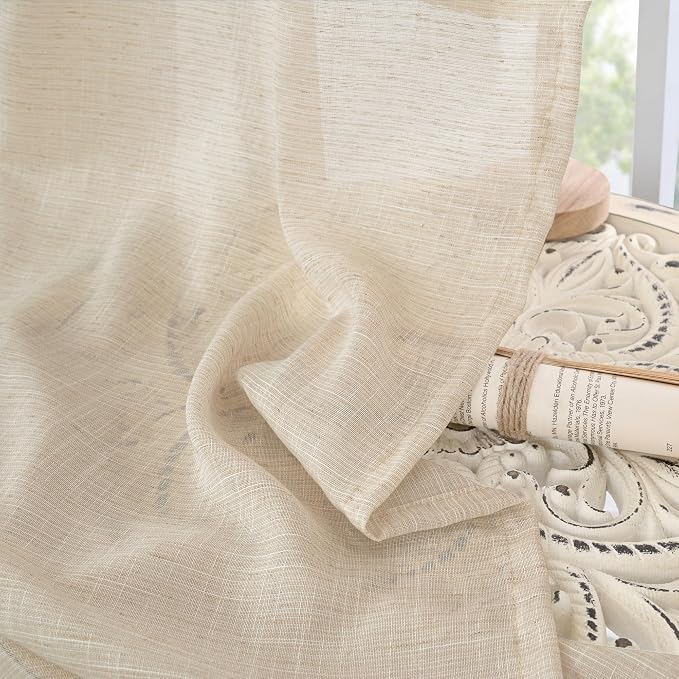 BGment Burlap Linen Semi Sheer Curtains 84 Inch Length - Image 8