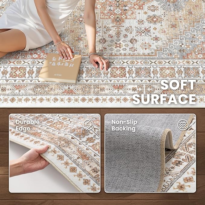 4x8 Rug Non Slip, Washable Hallway Runner Rug, Nursery Room, Soft Runner Rug - Image 7