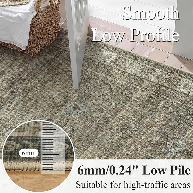 Schweek 8x10 Area Rug Brown Grey Washable Neutral Rugsfor Living Room | Non - Image 4