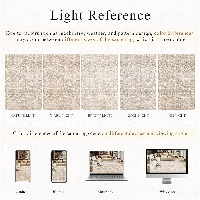 Schweek 10x14 Washable Large Area Rug Beige Neutral Vintage Distressed Rugs | - Image 6