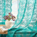 YJ YANJUN Vintage Lace Curtains 84 Inches Long-Victorian Floral Teal Sheer by YJYANJUN