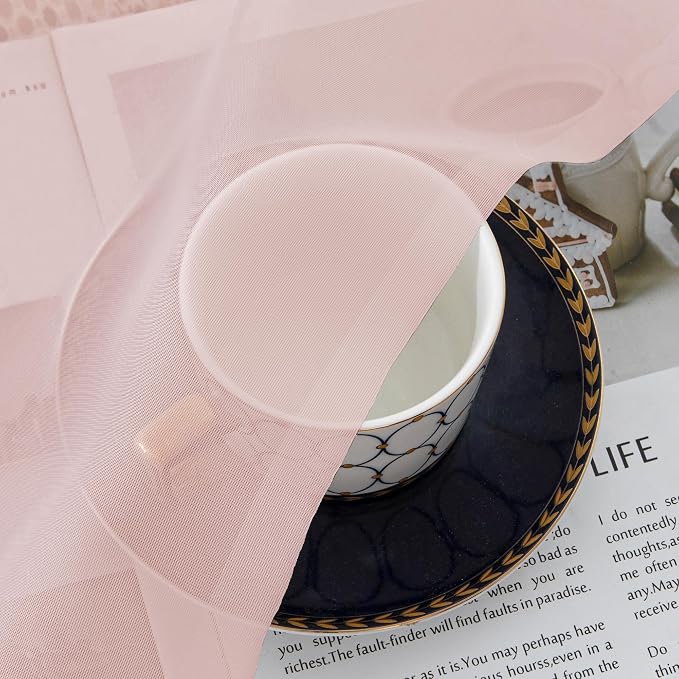 Simplebrand Blush Red Sheer Curtains 90 Inches Long 2 Panels, Light Filtering - Image 2