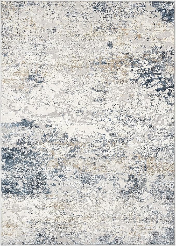 DMOYEST Area Rug Living Room Rugs 10x12 Washable Abstract Beige Blue Carpet | - Image 8