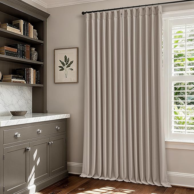 70 Inch Wide Blackout Pinch Pleat Curtains 108 Inches Long Burlywood Birch | by Twodrapes