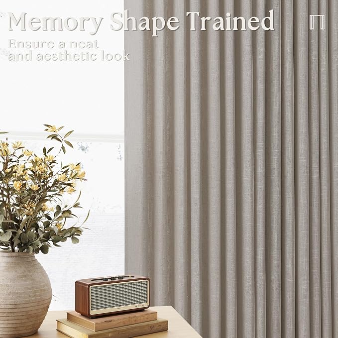 Modern Farmhouse Linen Curtains 80 Inches Long 2 Panels Set Burlywood Birch | - Image 4
