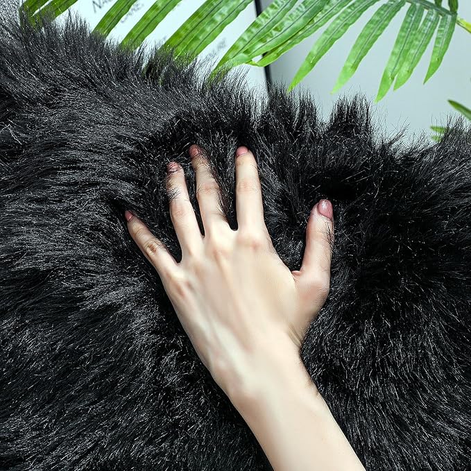linmopm Faux Fur Sheepskin Rug, 3x3 ft, Round | Shag Fluffy Fuzzy, High-Density - Image 4