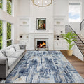 4x6 Area Rugs for Living Room: Washable Abstract Blue Gold Badroom Carpet | by GENTDRIZZ