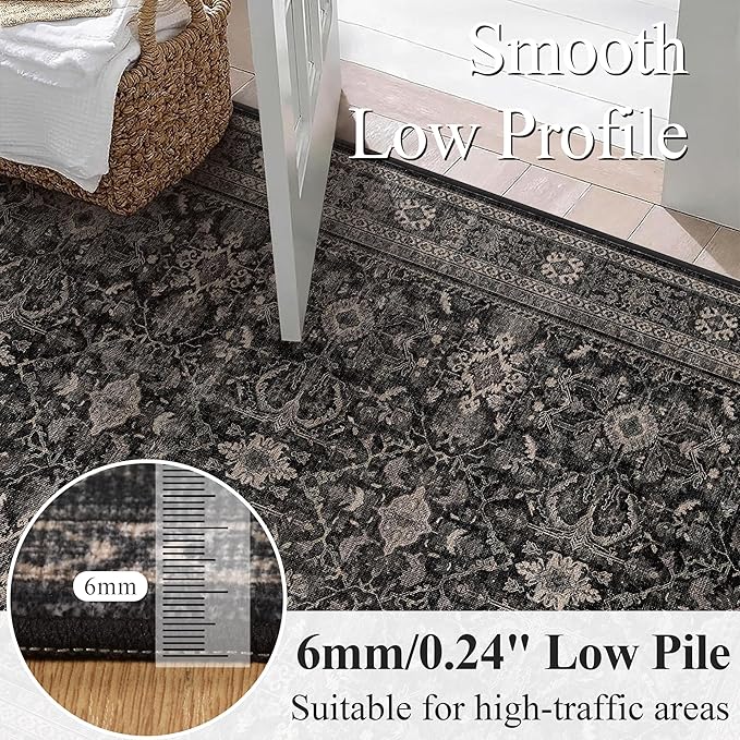 Schweek 8x10 Washable Area Rug Non-Slip Vintage Dark Rugs - Image 4