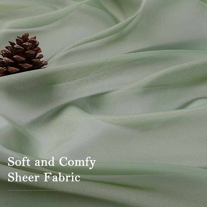 Sage Green Sheer Curtains 120 Inches Long 2 Panels, Extra Wide Farmhouse Airy - Image 9