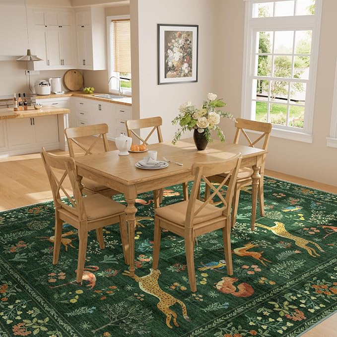 DUKINO 8x10 Area Rugs, Washable Soft Animal Bedroom Rug Non Slip, Low Pile - Image 6