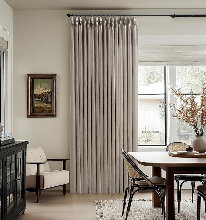 Light Filtering Burlywood Birch Pinch Pleated Linen Curtains 50Wx94L | Pinch - Image 8
