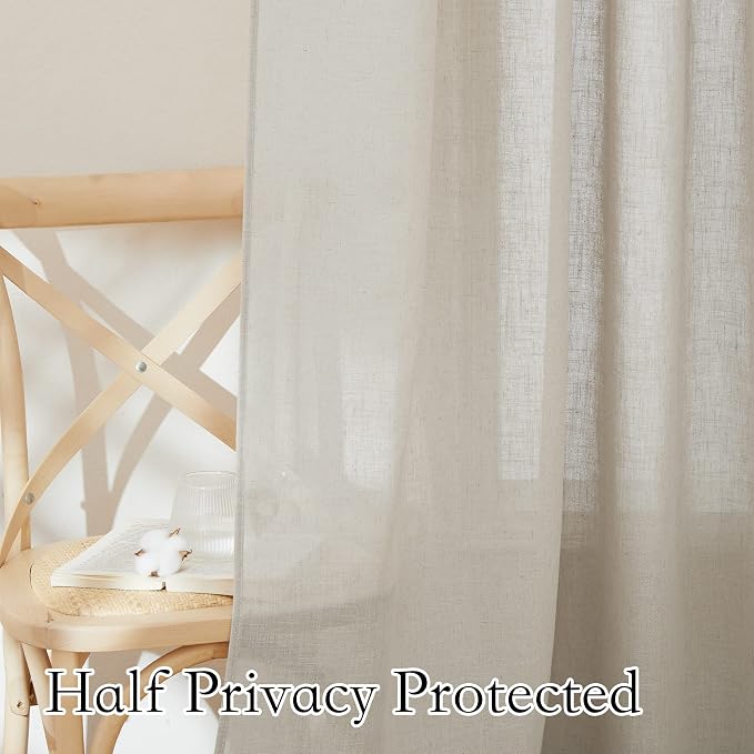 RYB HOME Extra Long Linen Curtains - Image 3